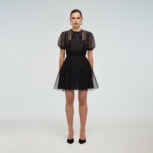 SELF PORTRAIT BEADED MESH DRESS